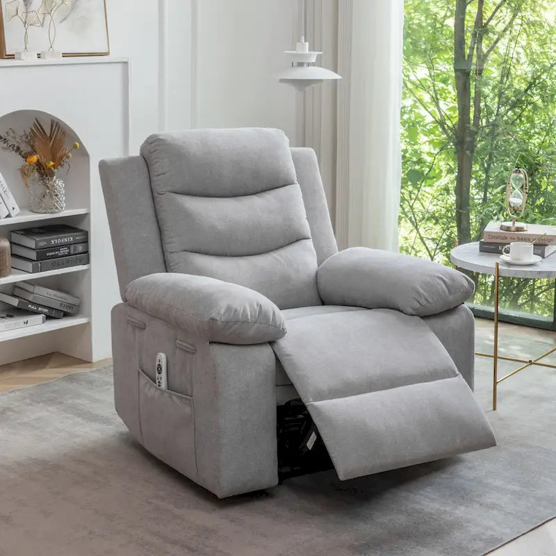 Fauteuil inclinable électrique en velours avec fonction massage réglable et système de chauffage