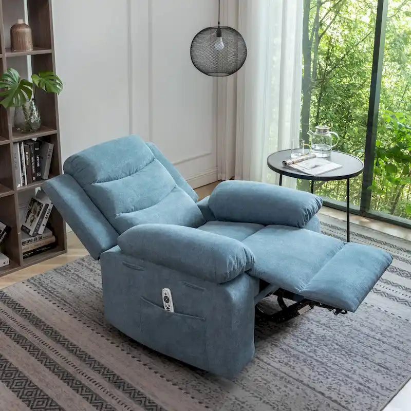 Fauteuil inclinable électrique en velours avec fonction massage réglable et système de chauffage