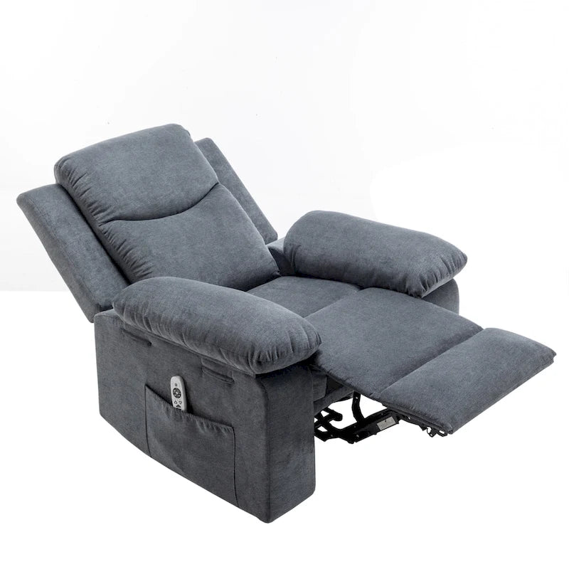 Fauteuil inclinable électrique en velours avec fonction massage réglable et système de chauffage
