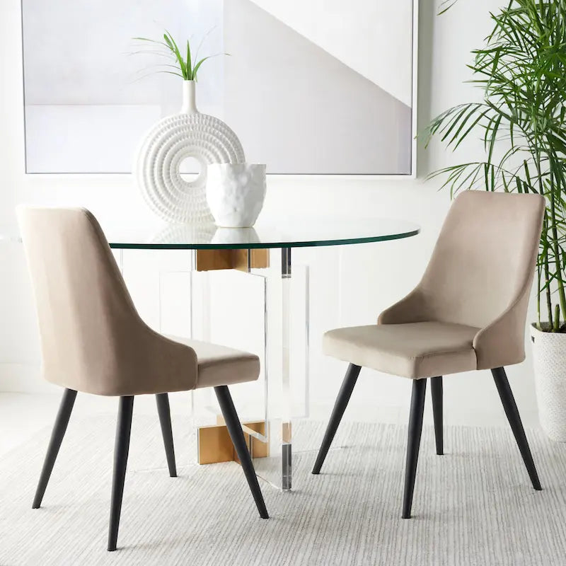 Chaise de salle à manger moderne en velours, lot de 2