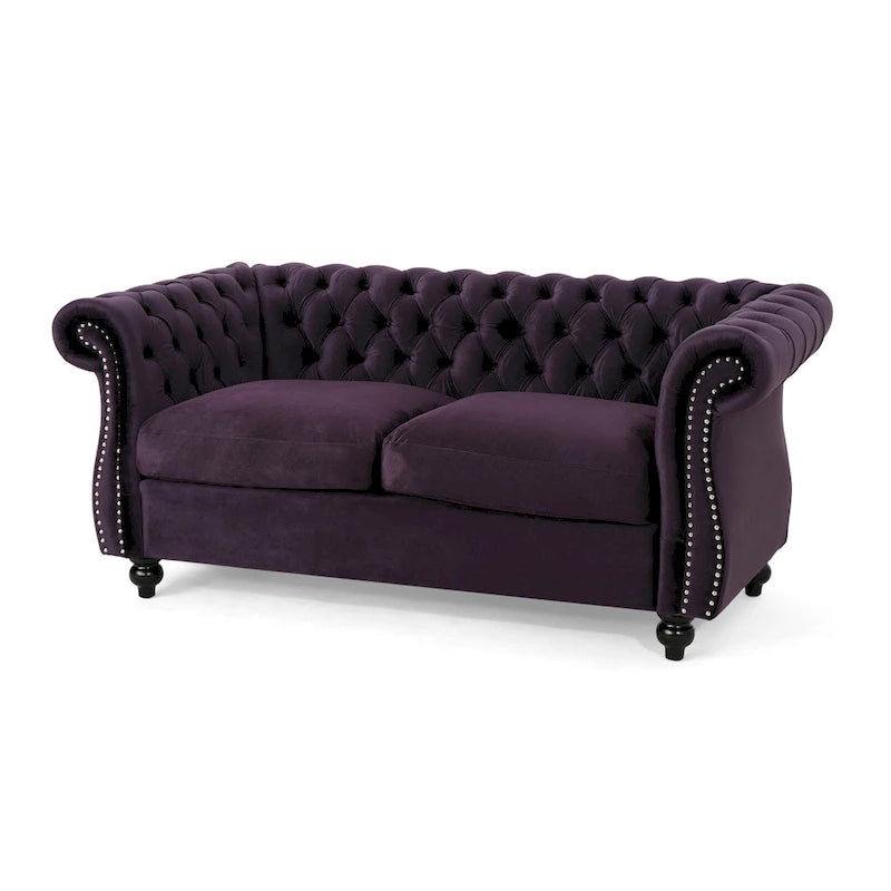 Causeuse Chesterfield capitonnée avec clous décoratifs