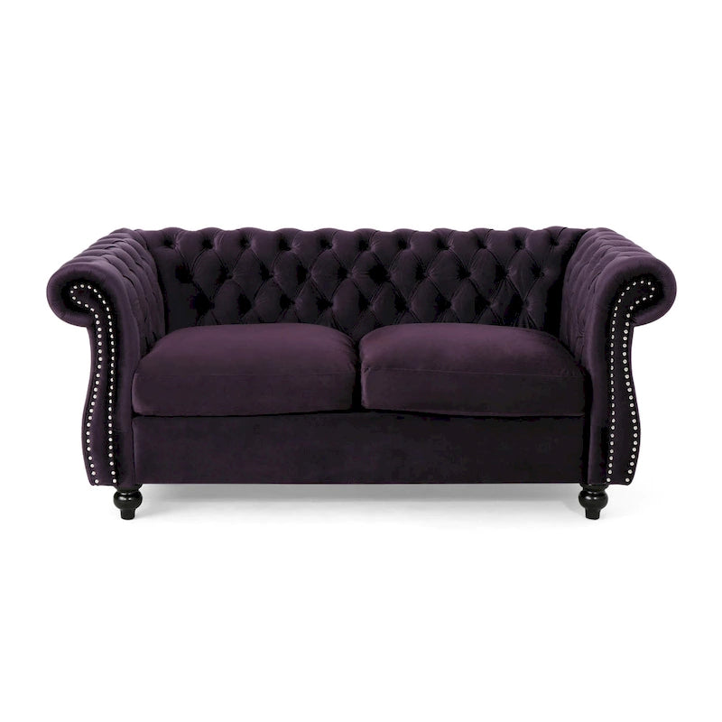 Causeuse Chesterfield capitonnée avec clous décoratifs