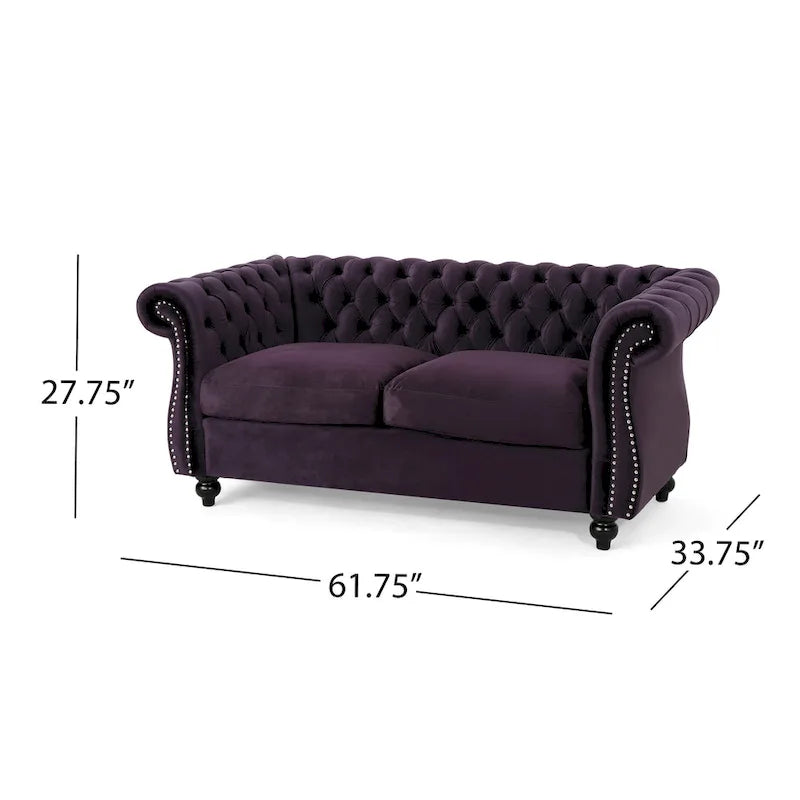 Causeuse Chesterfield capitonnée avec clous décoratifs