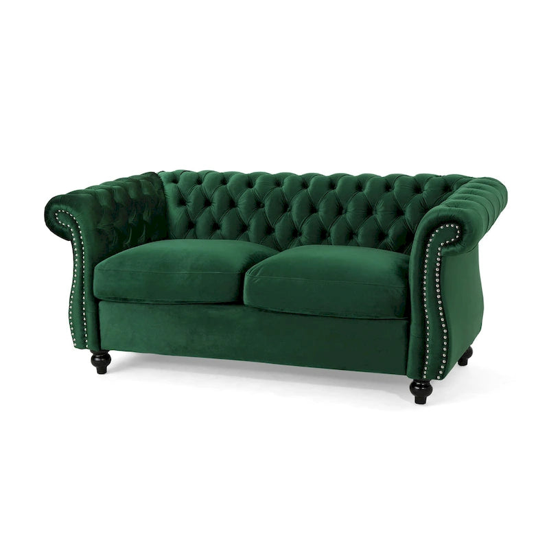 Causeuse Chesterfield capitonnée avec clous décoratifs