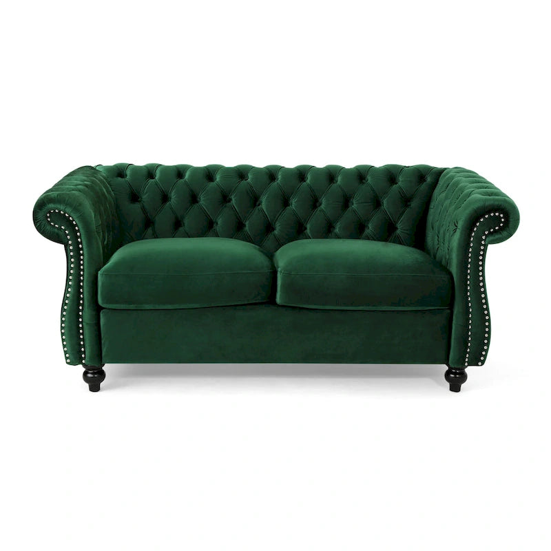 Causeuse Chesterfield capitonnée avec clous décoratifs