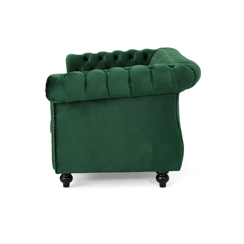 Causeuse Chesterfield capitonnée avec clous décoratifs