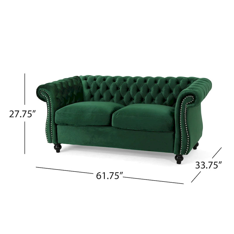 Causeuse Chesterfield capitonnée avec clous décoratifs