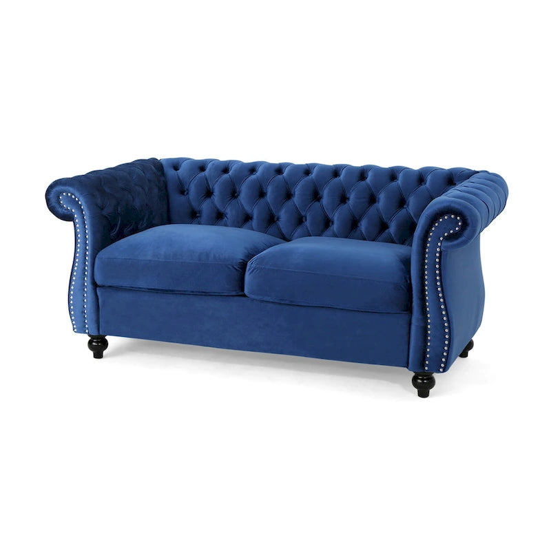 Causeuse Chesterfield capitonnée avec clous décoratifs