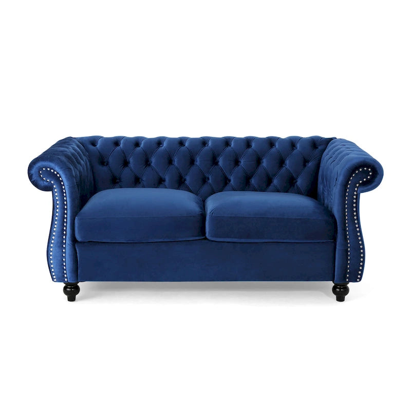 Causeuse Chesterfield capitonnée avec clous décoratifs