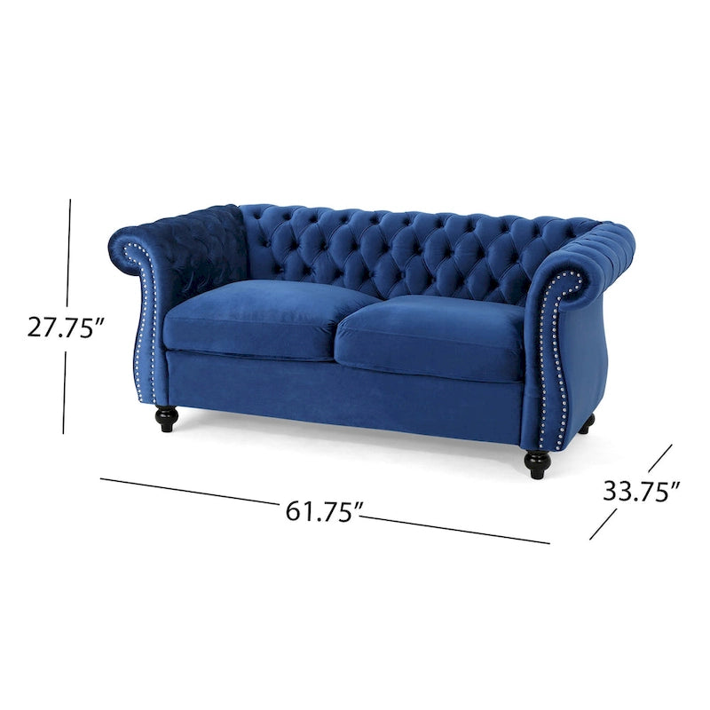 Causeuse Chesterfield capitonnée avec clous décoratifs
