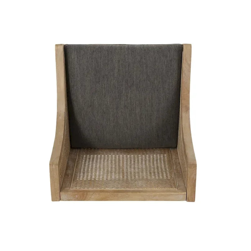 Tabourets de comptoir en bois et rotin garnis de tissu de style campagnard français, ensemble de 2