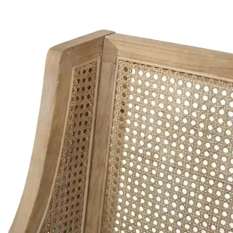 Tabourets de comptoir en bois et rotin garnis de tissu de style campagnard français, ensemble de 2