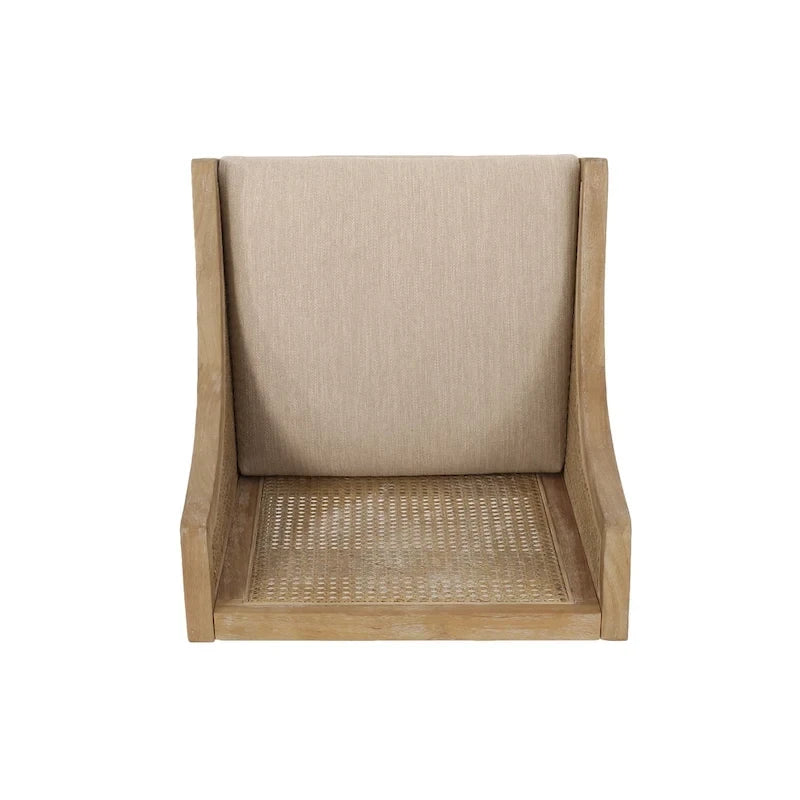 Tabourets de comptoir en bois et rotin garnis de tissu de style campagnard français, ensemble de 2