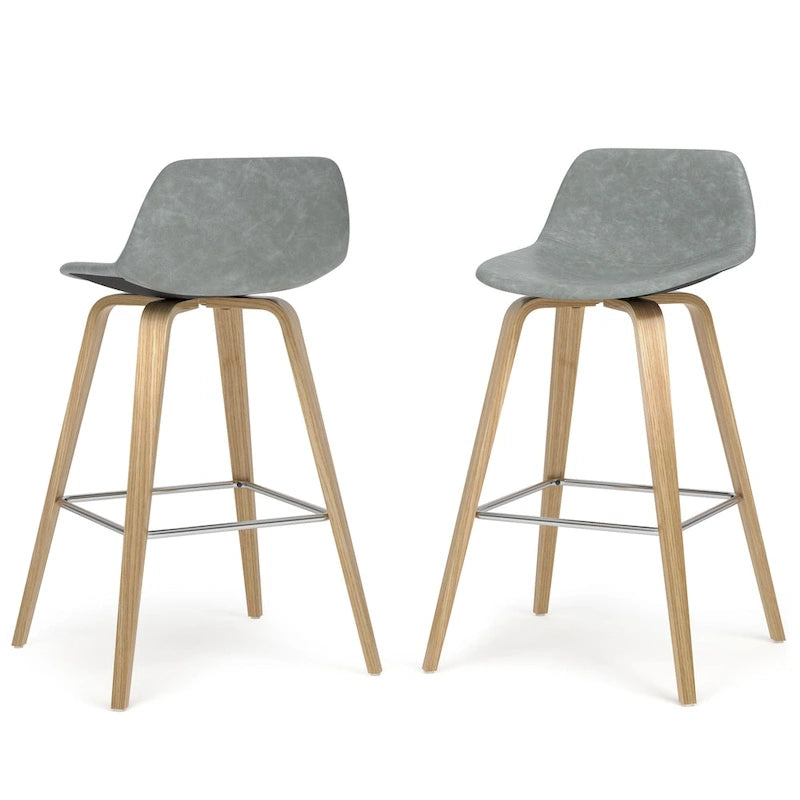 Tabouret de comptoir en bois courbé de style Mid-Century Modern, ensemble de 2