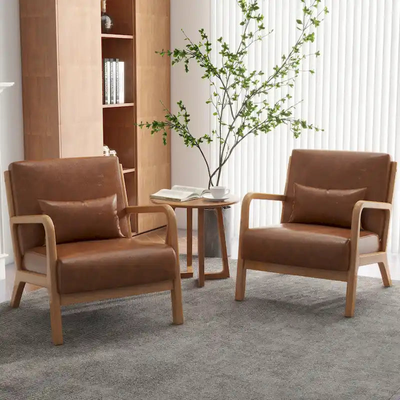 Fauteuils d'appoint rembourrés avec oreillers (lot de 2)