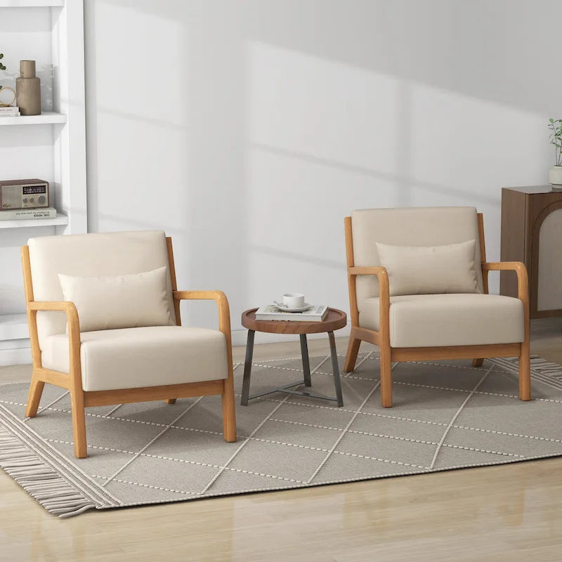 Fauteuils d'appoint rembourrés avec oreillers (lot de 2)
