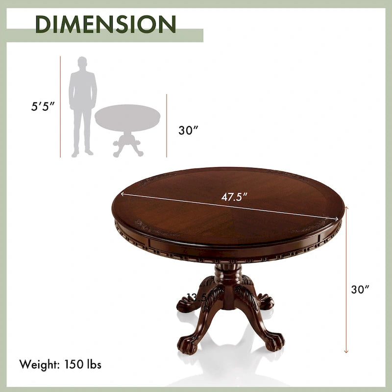 Table de salle à manger ronde 48 pouces Brown Cherry Formel