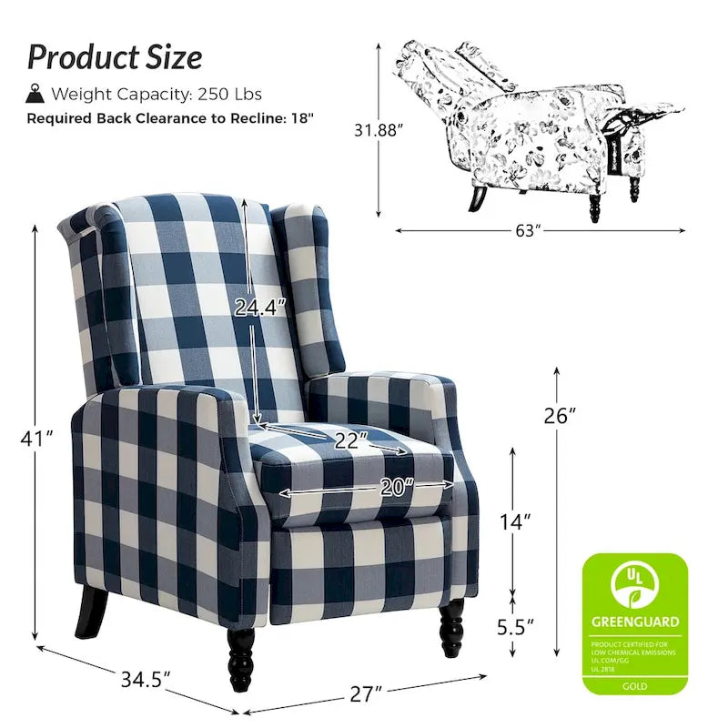 Fauteuil inclinable à dossier haut et bascule manuelle de style Mid-Century Modern