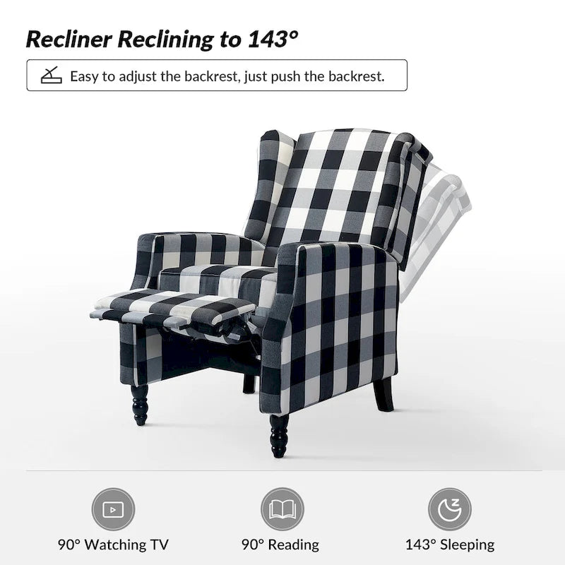 Fauteuil inclinable à dossier haut et bascule manuelle de style Mid-Century Modern