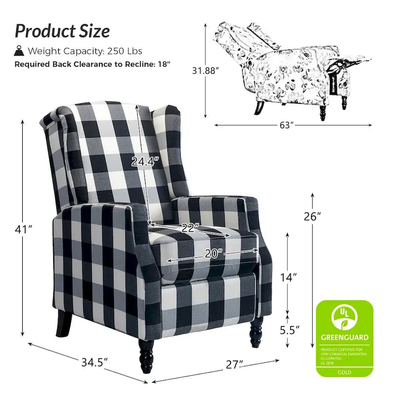 Fauteuil inclinable à dossier haut et bascule manuelle de style Mid-Century Modern