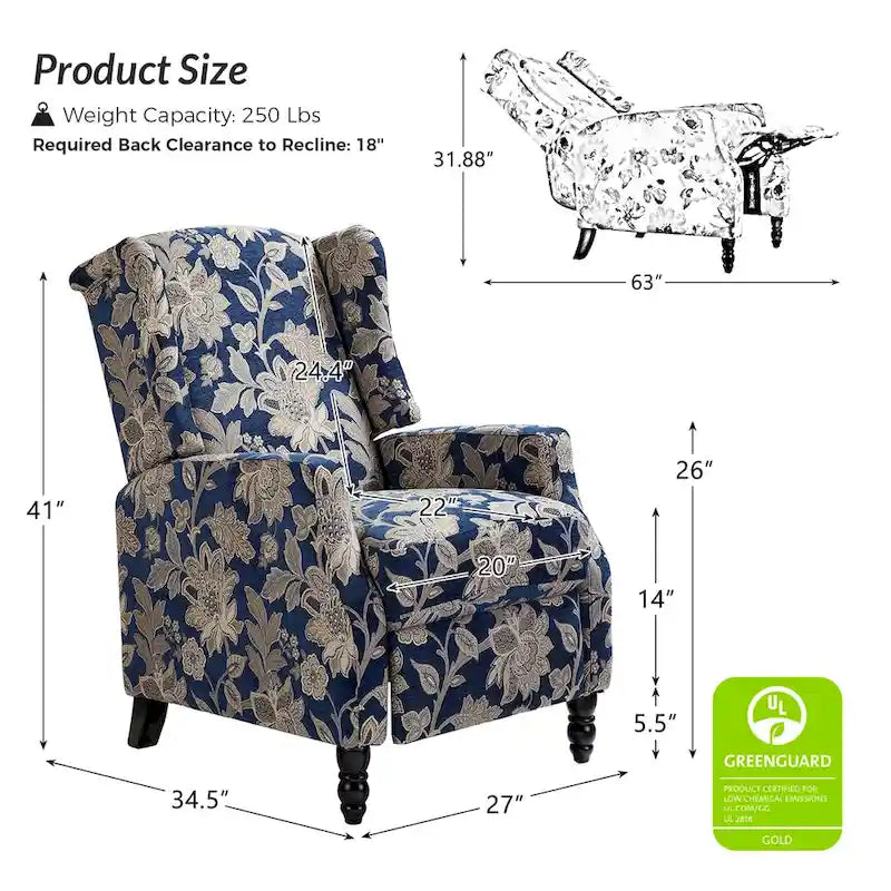 Fauteuil inclinable à dossier haut et bascule manuelle de style Mid-Century Modern