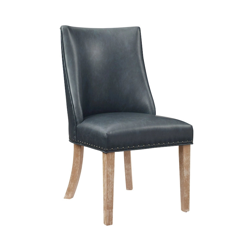 Chaises de salle à manger en similicuir à dossier incurvé avec clous décoratifs, lot de 2
