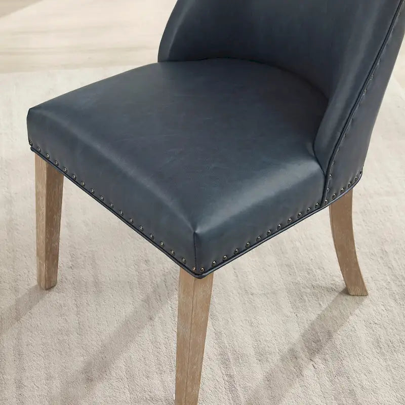 Chaises de salle à manger en similicuir à dossier incurvé avec clous décoratifs, lot de 2