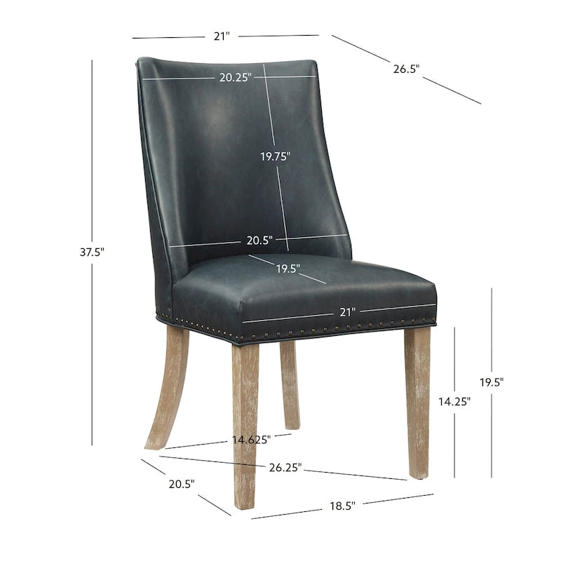 Chaises de salle à manger en similicuir à dossier incurvé avec clous décoratifs, lot de 2