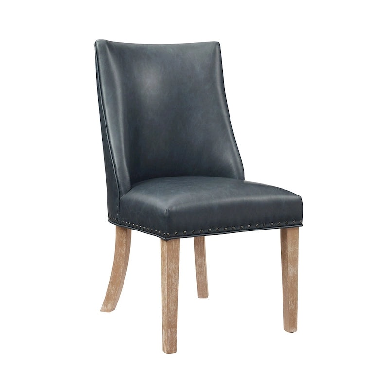 Chaises de salle à manger en similicuir à dossier incurvé avec clous décoratifs, lot de 2