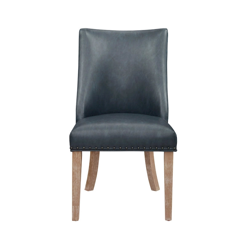 Chaises de salle à manger en similicuir à dossier incurvé avec clous décoratifs, lot de 2