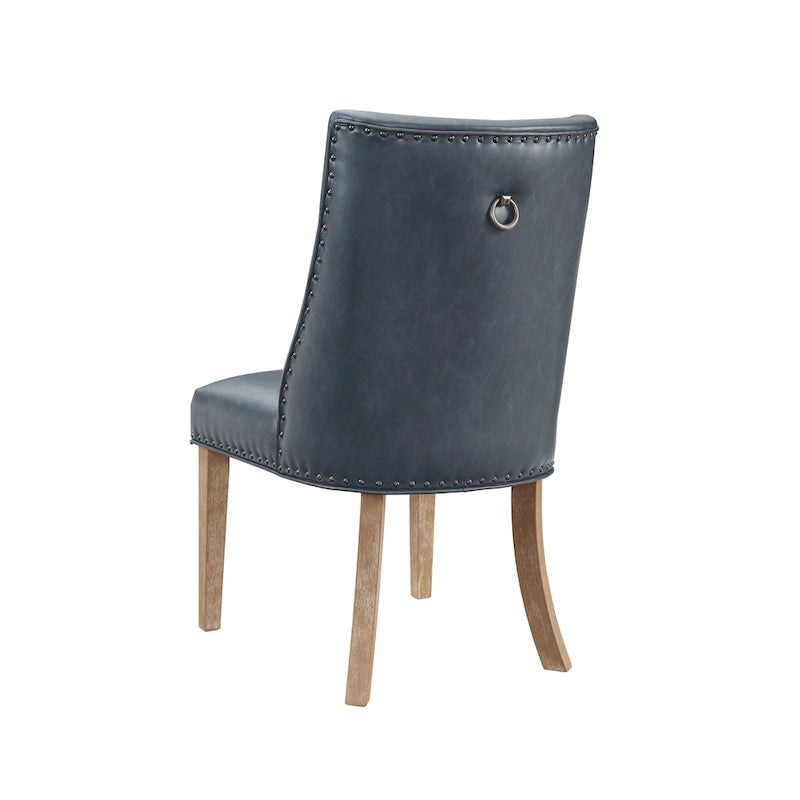 Chaises de salle à manger en similicuir à dossier incurvé avec clous décoratifs, lot de 2