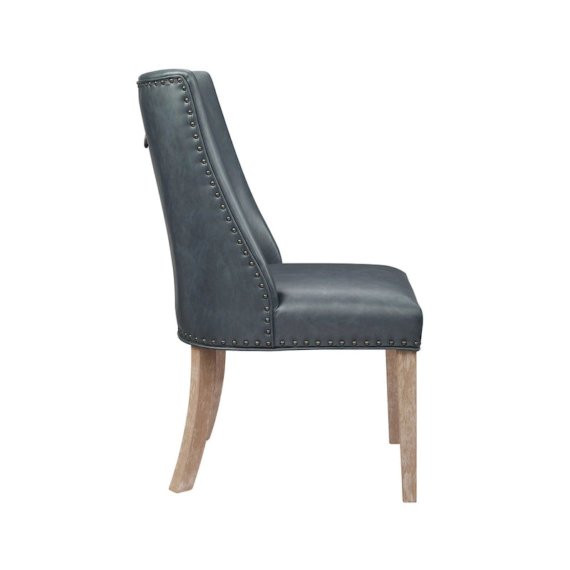 Chaises de salle à manger en similicuir à dossier incurvé avec clous décoratifs, lot de 2