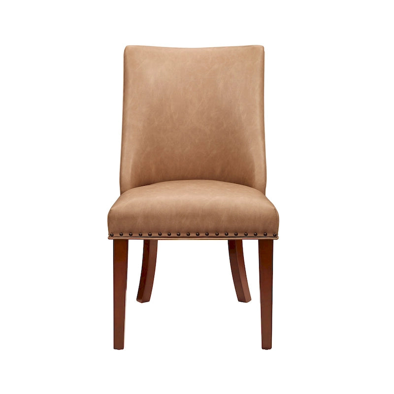 Chaises de salle à manger en similicuir à dossier incurvé avec clous décoratifs, lot de 2