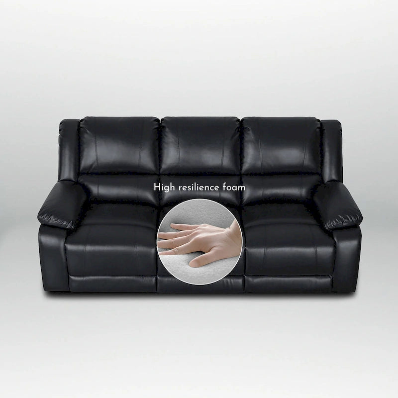 Canapé inclinable manuel en similicuir contemporain moderne de 82 pouces de large
