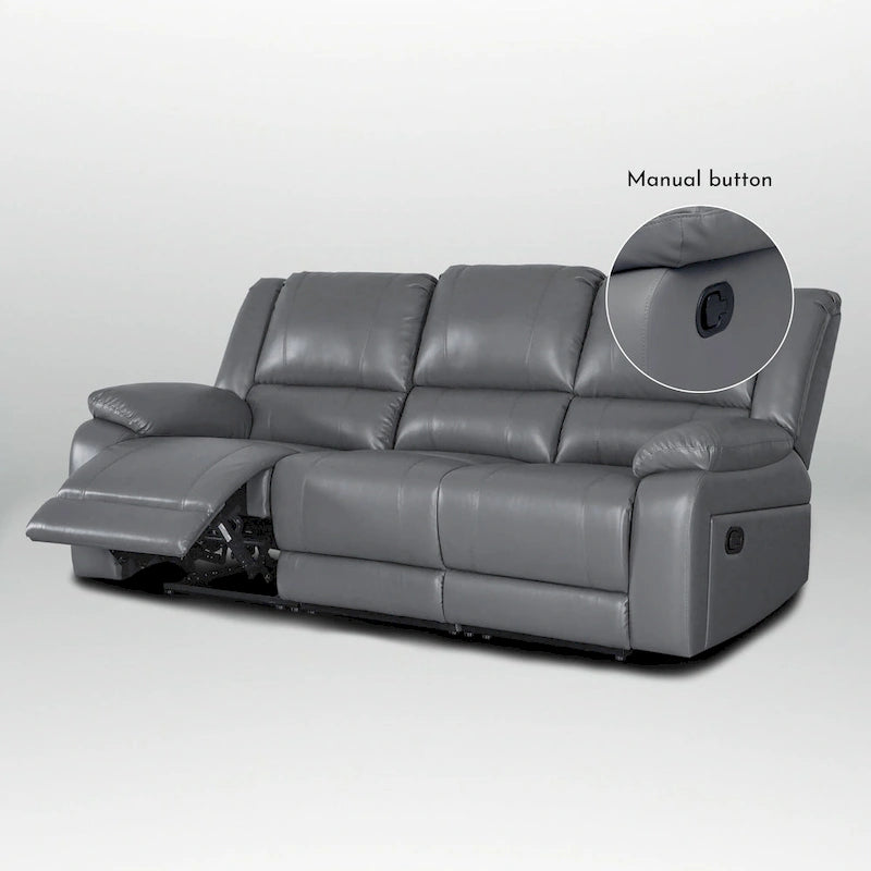 Canapé inclinable manuel en similicuir contemporain moderne de 82 pouces de large