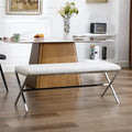 Banc de salle à manger en similicuir capitonné avec pieds en métal style X, 46,5"