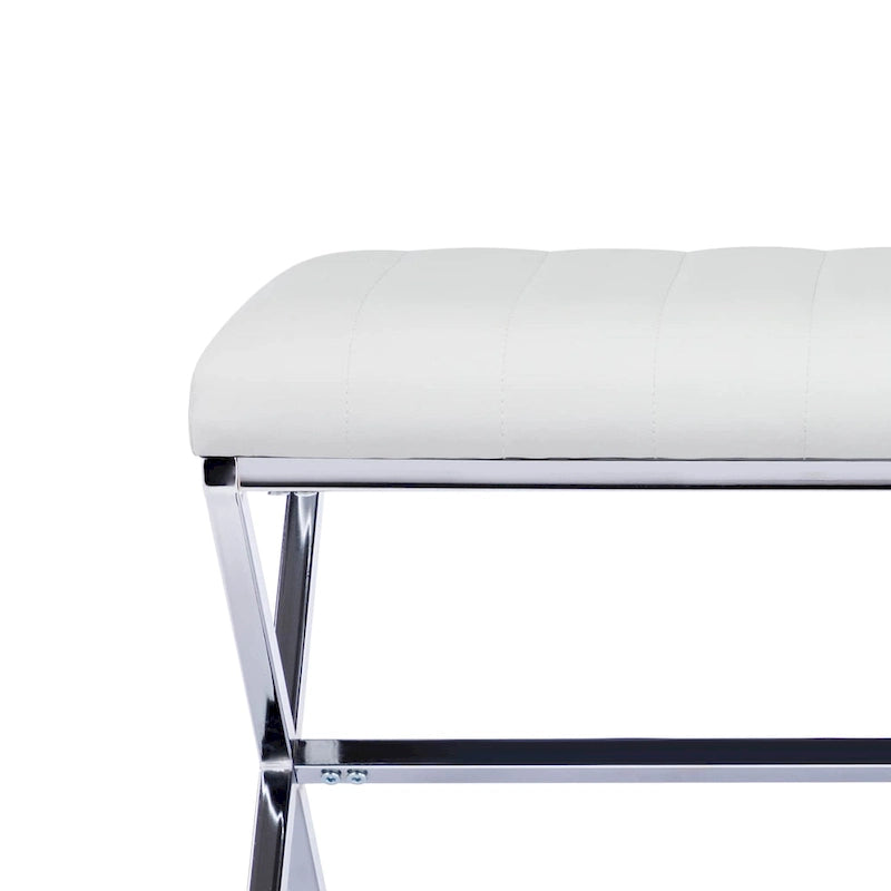 Banc de salle à manger en similicuir capitonné avec pieds en métal style X, 46,5"
