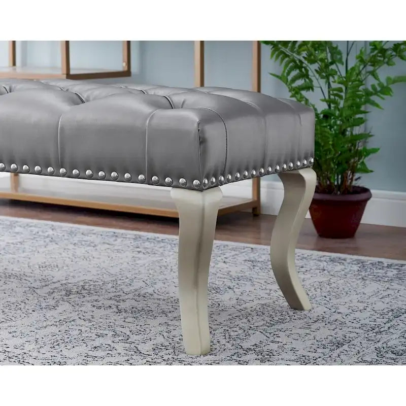 Banc capitonné Queen Anne avec garniture cloutée, 48 po