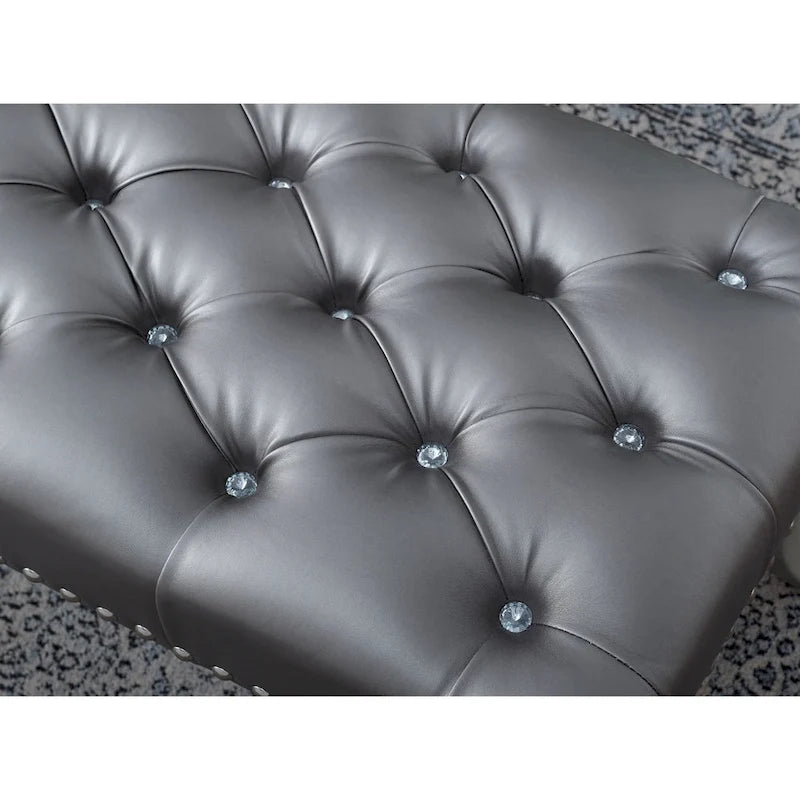 Banc capitonné Queen Anne avec garniture cloutée, 48 po