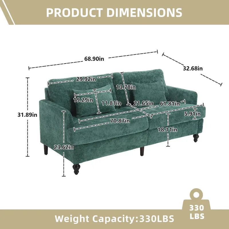 Causeuse en bois au design moderne du milieu du siècle, recouverte de chenille