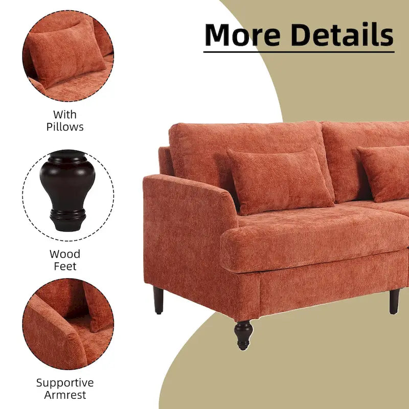 Causeuse en bois au design moderne du milieu du siècle, recouverte de chenille