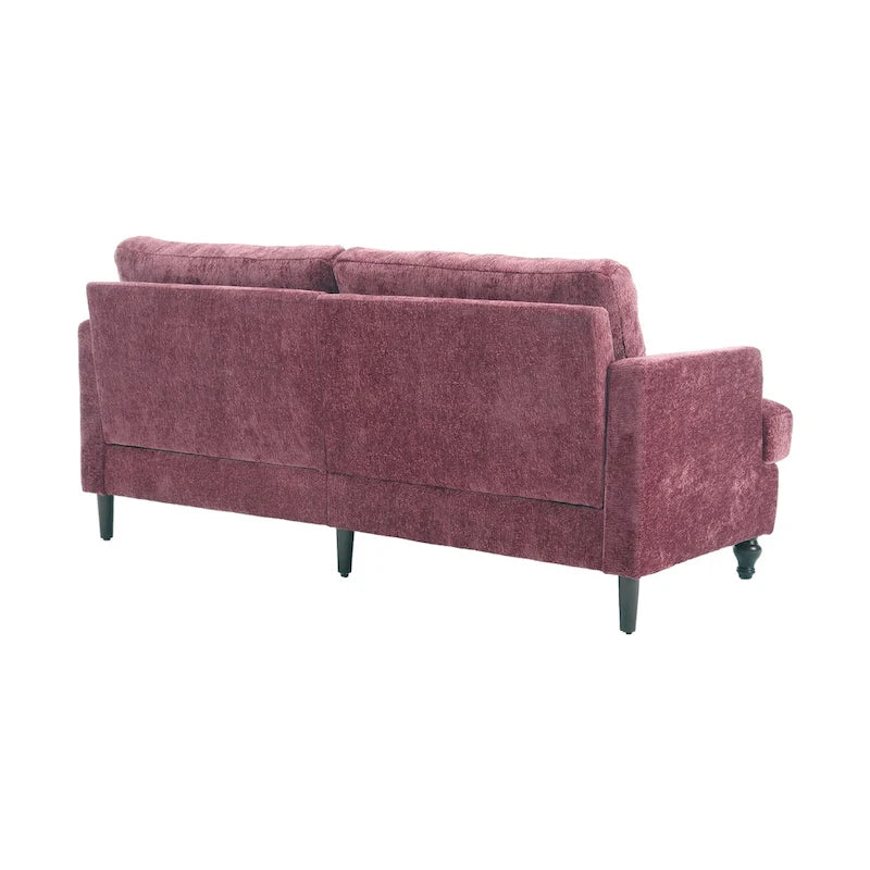 Causeuse en bois au design moderne du milieu du siècle, recouverte de chenille