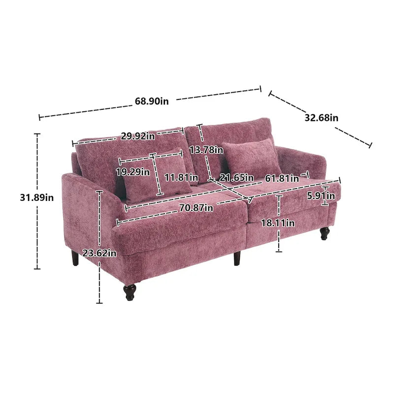 Causeuse en bois au design moderne du milieu du siècle, recouverte de chenille