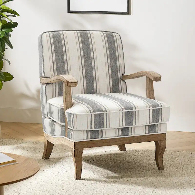 Fauteuil en polyester de ferme avec pieds en bois massif