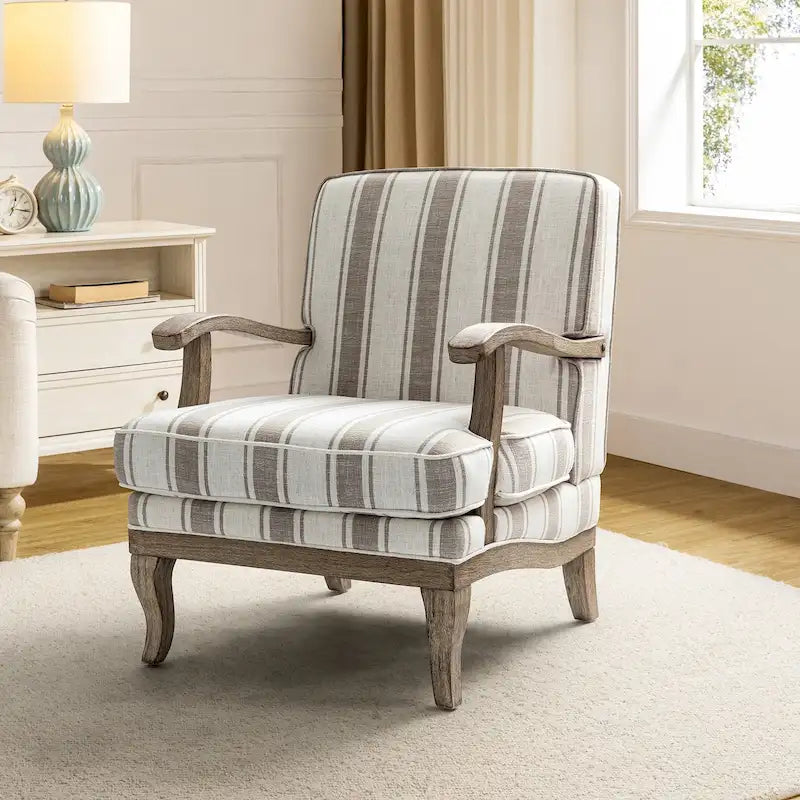Fauteuil en polyester de ferme avec pieds en bois massif