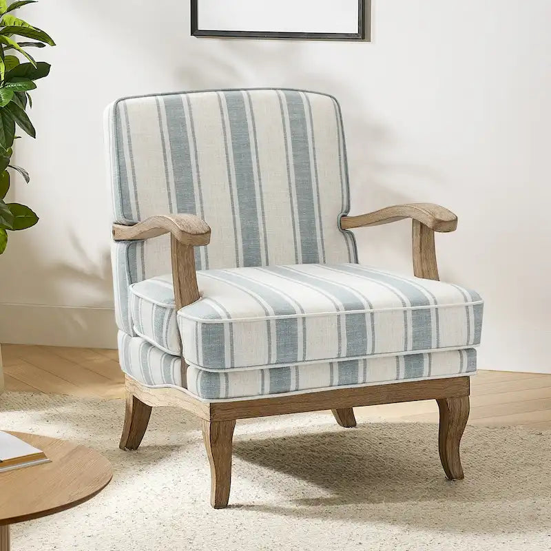 Fauteuil en polyester de ferme avec pieds en bois massif