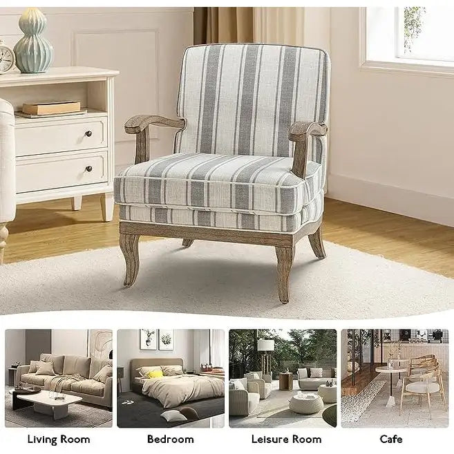 Fauteuil en polyester de ferme avec pieds en bois massif