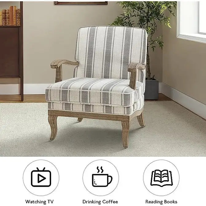 Fauteuil en polyester de ferme avec pieds en bois massif