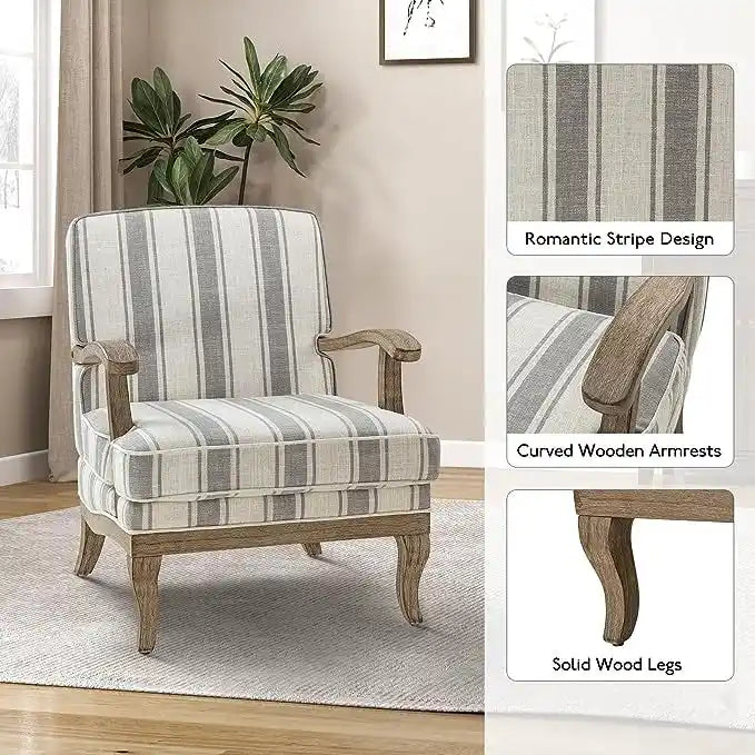 Fauteuil en polyester de ferme avec pieds en bois massif