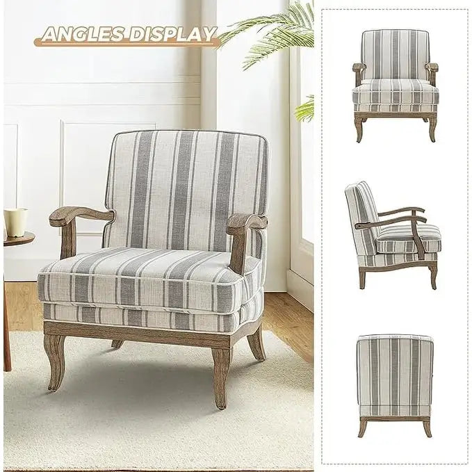 Fauteuil en polyester de ferme avec pieds en bois massif